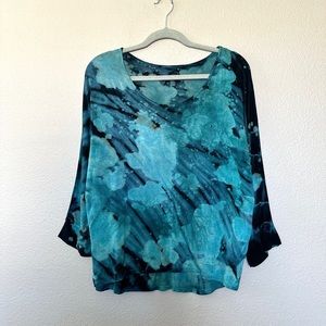 Upcycled tie dye bat wing sleeve tunic top - M